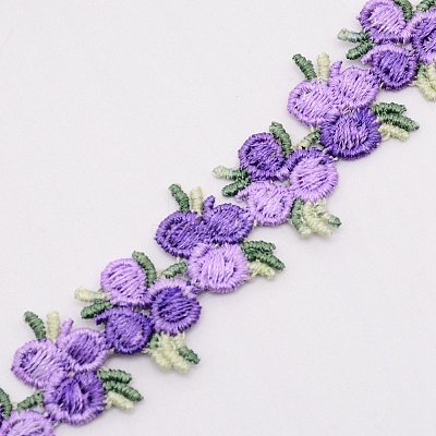 Flower Polyester Trim Ribbon X-OCOR-WH0057-18C-1