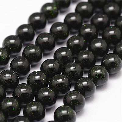 Synthetic Green Goldstone Beads Strands G-N0178-02-10mm-1