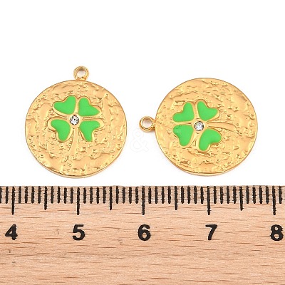 304 Stainless Steel Enamel & Crystal Rhinestone Pendants STAS-G398-28G-03-1