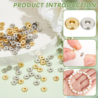 2 Colors Brass Flat Round Spacer Beads KK-BC0014-21B-1
