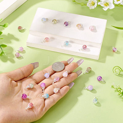 80Pcs 8 Colors Baking Paint Crackle Glass Pendants PALLOY-TAC0186-1