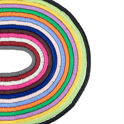 14 Strands 14 Colors Flat Round Handmade Polymer Clay Beads CLAY-SZ0001-14-1