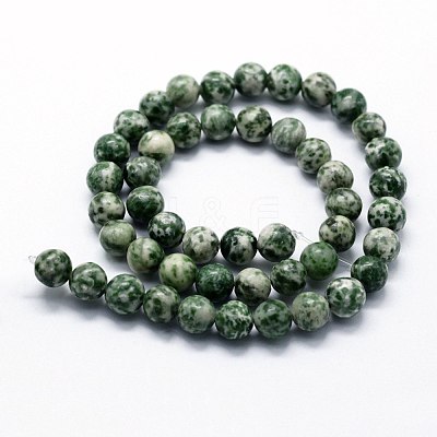 Natural Green Spot Jasper Beads Strands X-G-I199-30-6mm-1