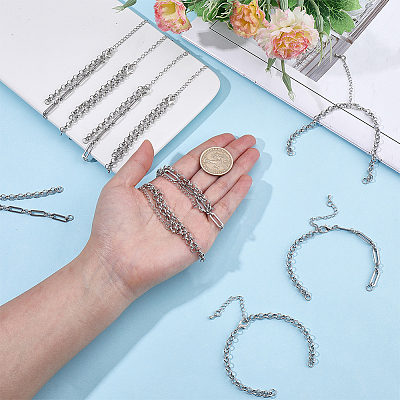 12Pcs 2 Styles 304 Stainless Steel Chain Bracelet Making AJEW-BM00003-1