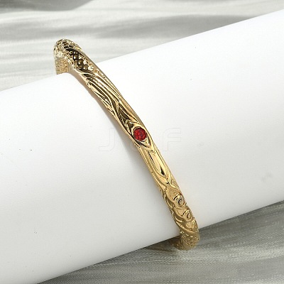 Artisan Engraved 304 Stainless Steel Rhinestone Bangles for Women BJEW-D456-01G-01-1