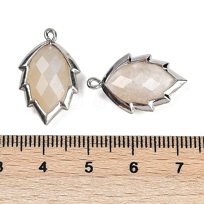 Natural Moonstone Faceted Leaf Pendants G-I375-04P-19-1