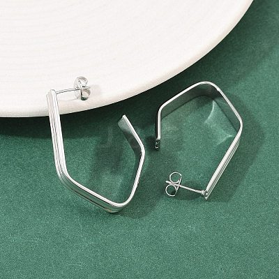 304 Stainless Steel Polygon Stud Earrings EJEW-P324-12P-1