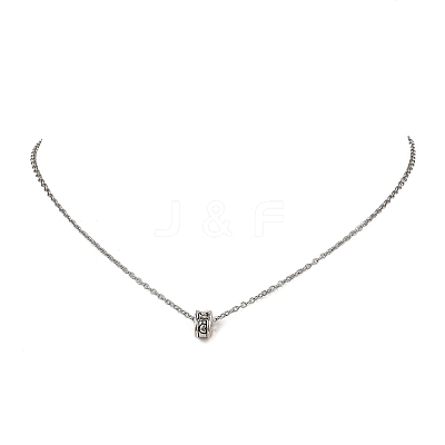 Alloy Disc with Heart Pendant 304 Stainless Steel Cable Chain Necklaces for Women NJEW-JN05639-1