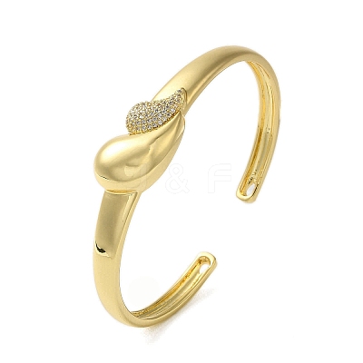 Teardrop Clear Cubic Zirconia Cuff Bangles BJEW-P336-04G-1
