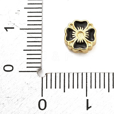 Flower Brass Enamel Bead Rhinestone Settings KK-H527-10G-01-1