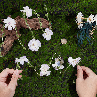 Flower Polyester with Iron wire Upper Arm Cuff Bangles for Women AJEW-GF0014-08C-1