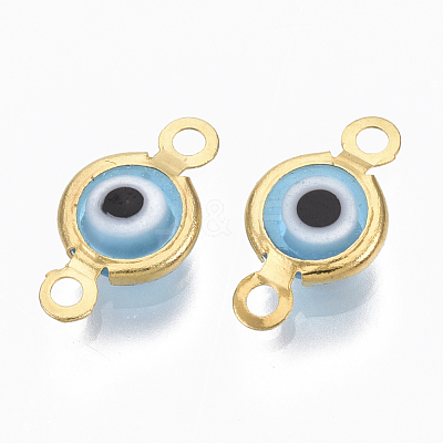 Handmade Evil Eye Lampwork Links connectors STAS-T041-02G-03-1