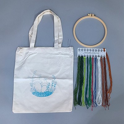 Canvas Bag Embroidery Starter Kits DIY-WH20005-06B-1