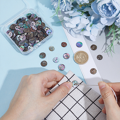 120Pcs 2 Styles Natural Paua Shell Buttons BUTT-ME0001-43-1