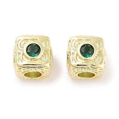 Brass Micro Pave Cubic Zirconia Beads KK-C051-28G-02-1