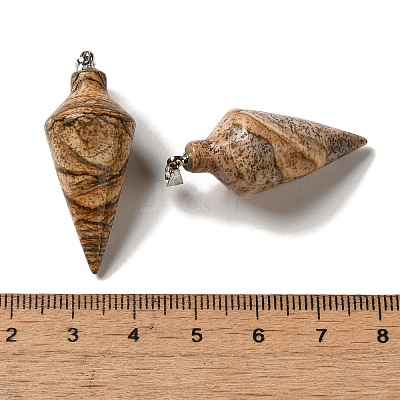 Natural Picture Jasper Pendants G-Z055-02P-18-1