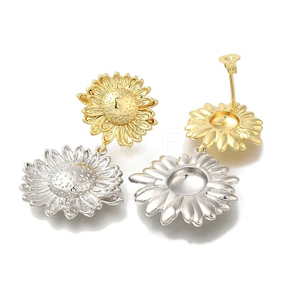 Rack Plating Flower Brass Stud Earrings EJEW-H016-16GP-1