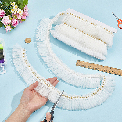5Yards Polyester Lace Ribbon SRIB-GF0001-74B-1