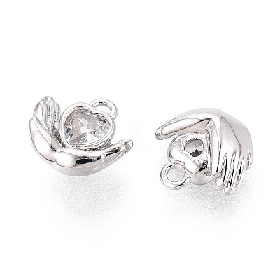 Brass Micro Pave Clear Cubic Zirconia Charms KK-N267-20P-1