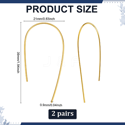 2 Pairs Sterling Silver Ear Wire STER-WH0061-46G-1