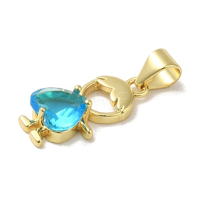 Rack Plating Brass Glass Pendants KK-P272-18B-G03-1