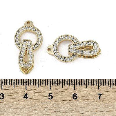 Brass Clear Cubic Zirconia Fold Over Clasps KK-Z078-09G-1
