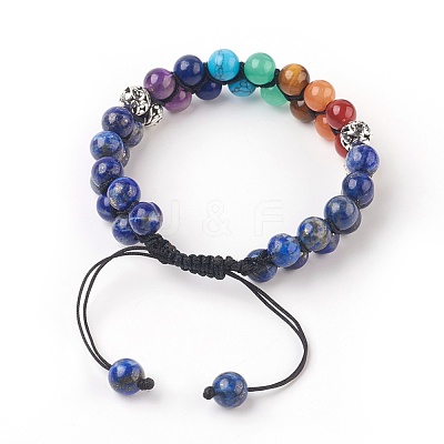 Chakra Natural Lapis Lazuli Braided Bead Bracelets BJEW-O164-A11-1