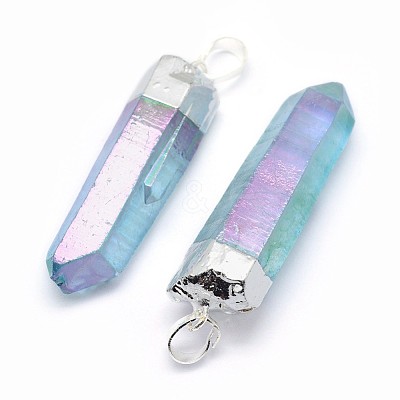 Faceted Natural Quartz Crystal Pointed Pendants G-F582-I-1