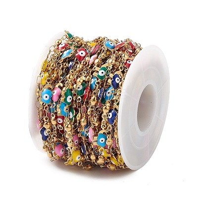 304 Stainless Steel Enamel Link Chains CHS-P016-27G-1