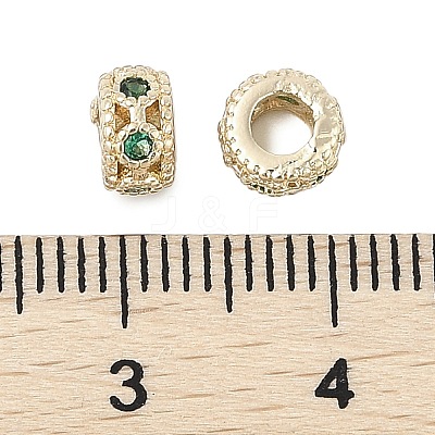 Brass Micro Pave Cubic Zirconia Beads KK-K297-44KCG-1