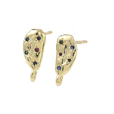 Brass Micro Pave Cubic Zirconia Stud Earring Findings KK-U075-01A-01G-1