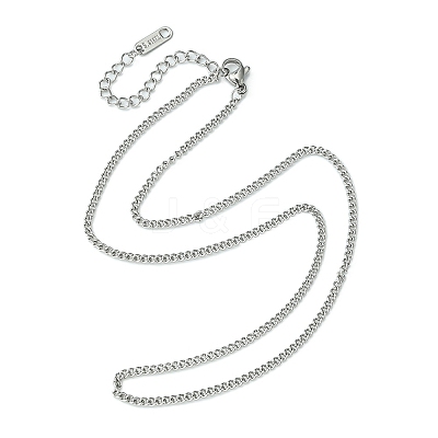 304 Stainless Steel Curb Chain Necklace for Men Women NJEW-YW0001-12-1