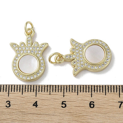 Brass Micro Pave Cubic Zirconia Pendants KK-G485-30A-G-1