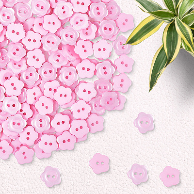 200Pcs 2-Hole Resin Buttons RESI-SP0001-52A-1