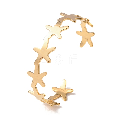 Starfish 304 Stainless Steel Cuff Bangles for Women BJEW-Z176-01G-1