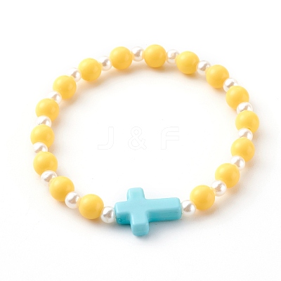Opaque Acrylic Stretch Beaded Bracelets for Kids BJEW-JB06230-1