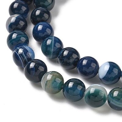 Natural Banded Agate Beads Strands G-I392-A01-8mm-1