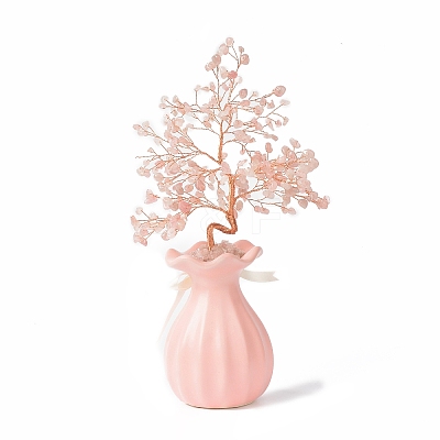 Natural Gemstone Chips and Ceramic Vase Display Decorations DJEW-B007-01A-1