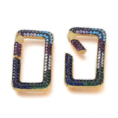 Brass Micro Pave Cubic Zirconia Spring Gate Rings KK-M206-07G-01-1