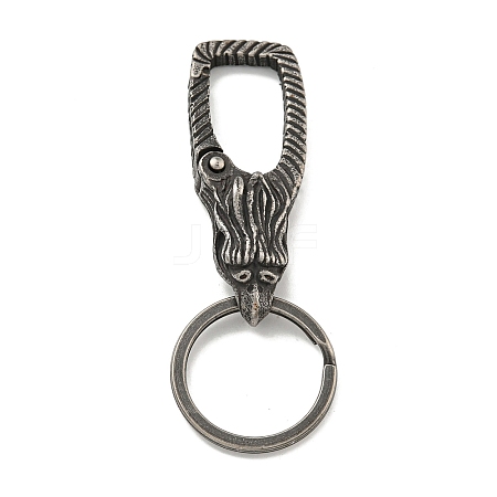 Tibetan Style 316 Surgical Stainless Steel Fittings with 304 Stainless Steel Key Ring FIND-Q101-06AS-01-1