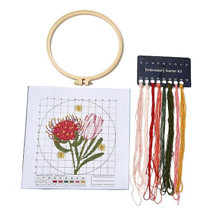 Flower DIY Cross Stitch Beginner Kits DIY-NH0005-A07-1
