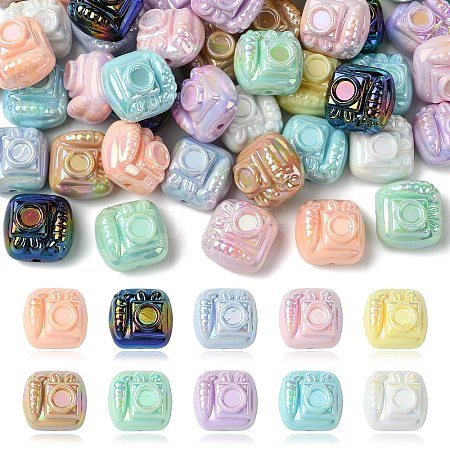 50Pcs 10 Colors UV Plating Opaque Acrylic Beads PACR-CJ0001-47-1
