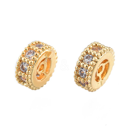Brass Pave Clear Cubic Zirconia Beads KK-N259-33-1