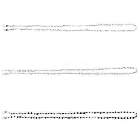 3Pcs 3 Colors Plastic Pearl & Glass Bead Strap for Eyeglasses AJEW-CY0002-18-1