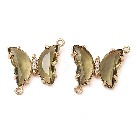 Brass Pave Faceted Glass Connector Charms FIND-Z020-04S-1