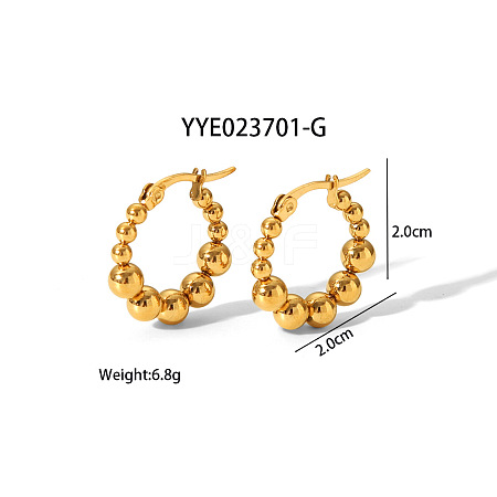 304 Stainless Steel Round Beaded Hoop Earrings for Women SN2323-1-1