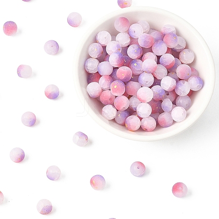 200G Frosted Baking Paint Crackle Glass Beads with Glitter Powder DGLA-YW0001-56D-1
