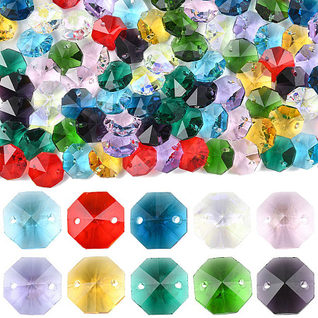 100Pcs 10 Colors Electroplate Glass Links Connectors EGLA-YW0005-58-1