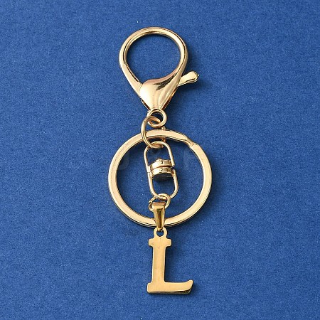 304 Stainless Steel Initial Letter Charm Keychains KEYC-YW00005-12-1