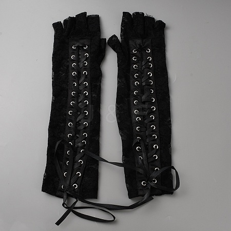 Polyester Lace Fingerless Long Gloves AJEW-WH20020-564A-1